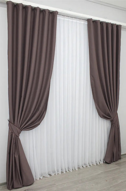 Elegant Mocha Brown Blackout Curtains – Midnight Collection – Set of 2 – 95% Light Blocking