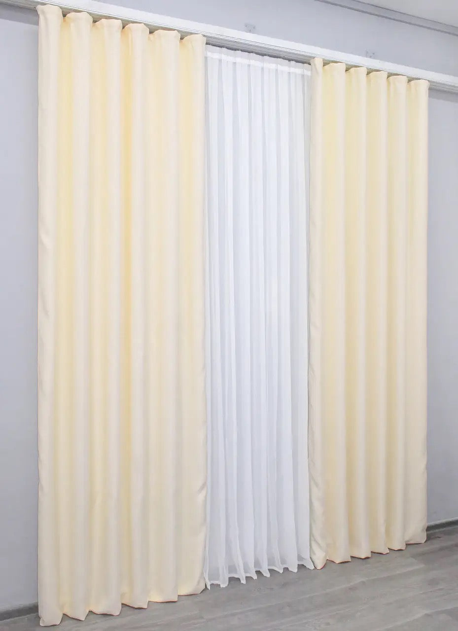 Elegant Ivory Blackout Curtains – Bagema Collection – Set of 2 – 95% Light Blocking