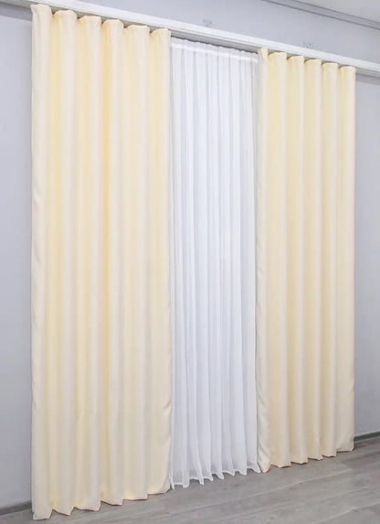 Elegant Ivory Blackout Curtains – Bagema Collection – Set of 2 – 95% Light Blocking