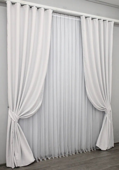 Elegant Light Gray (Near White) Blackout Curtains – Midnight Collection – Set of 2 – 95% Light Blocking