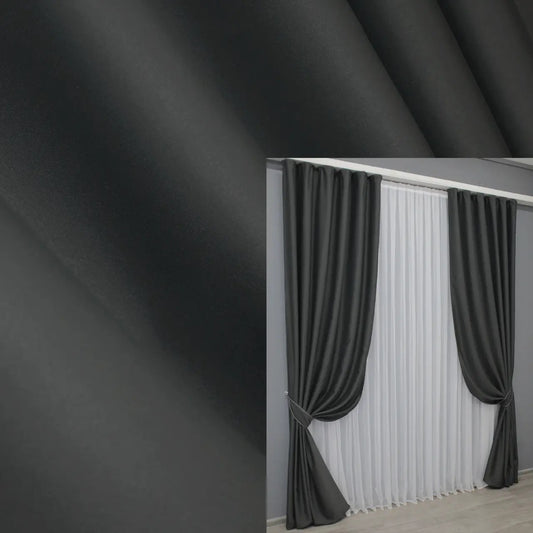 Elegant Graphite Blackout Curtains – Midnight Collection – Set of 2 – 95% Light Blocking