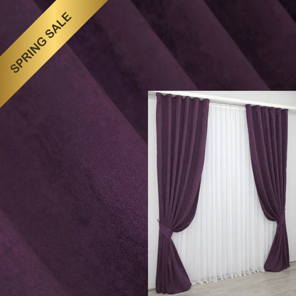 Elegant Deep Plum Microvelvet Curtains – Spring Sale – Limited Stock!