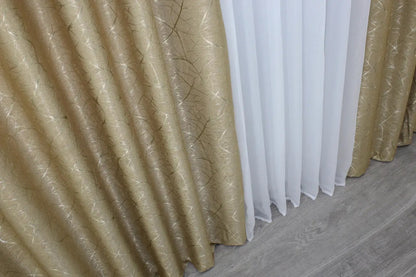 Classic biscuit linen curtains with a versatile design, suited for traditional and contemporary home styling.
