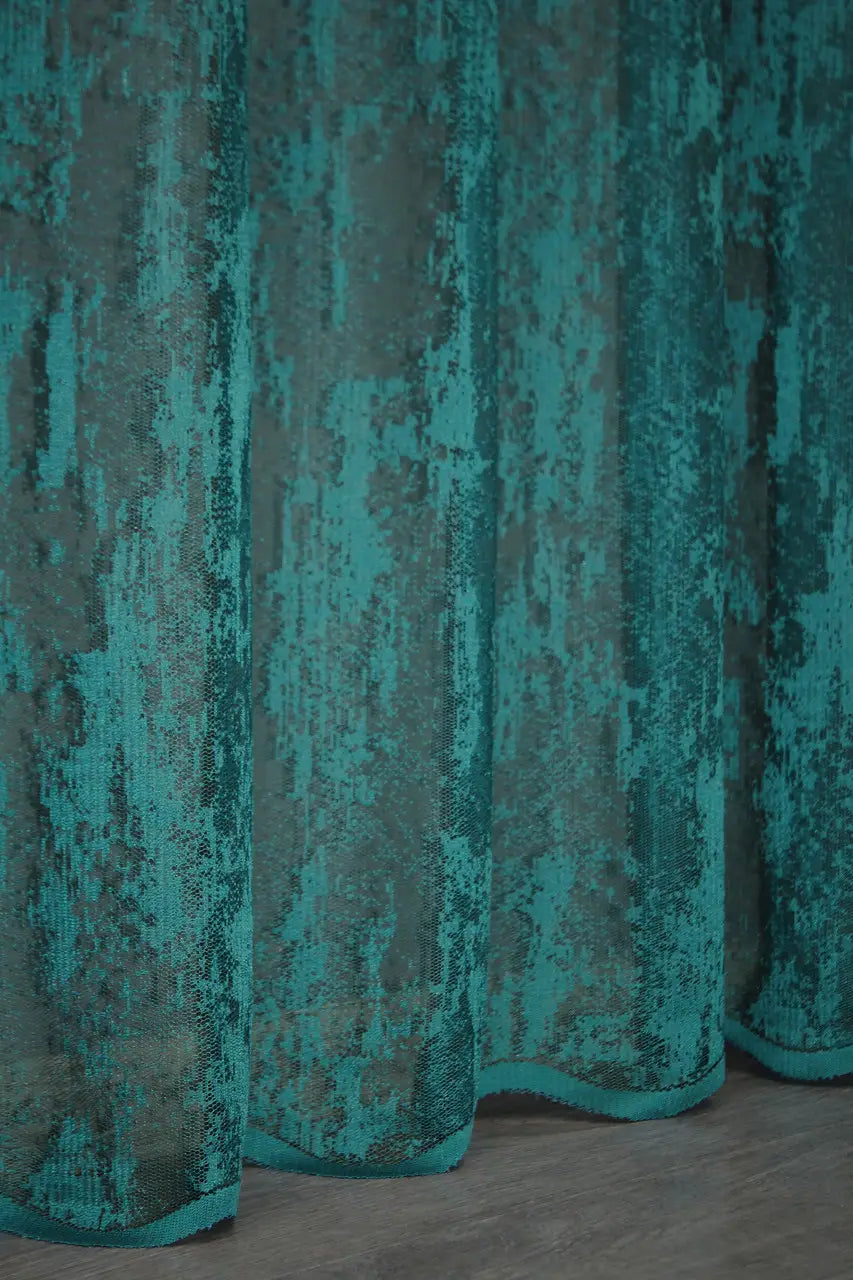  Boho-style sheer curtain in teal – ideal for relaxed interiors