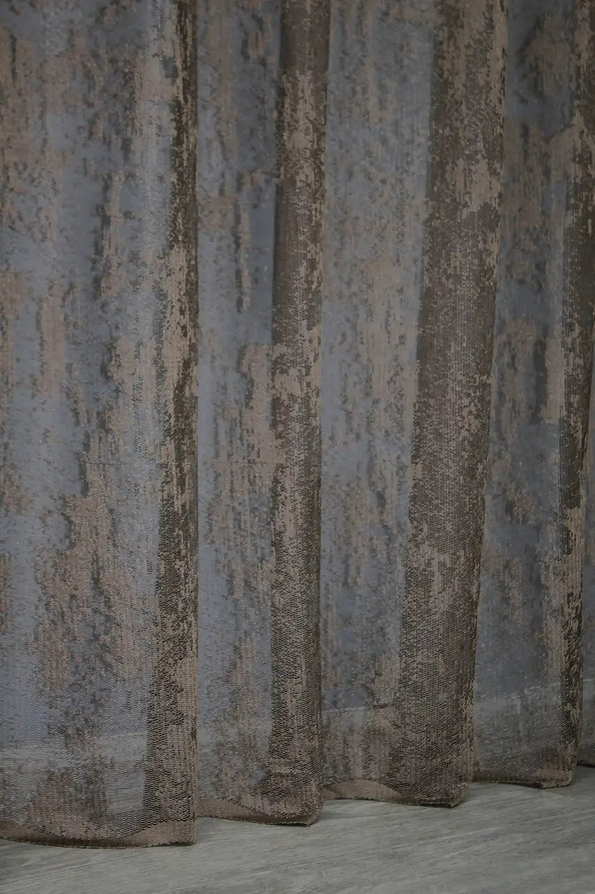 Jacquard curtain in brown with lightweight, open-weave texture
