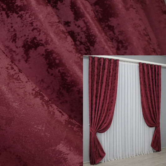 Elegant burgundy jacquard curtains with a deep, rich hue, perfect for creating a sophisticated and luxurious home décor.
