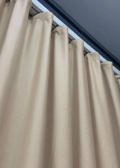 Buttercream luxury velvet curtains, perfect for enhancing a cozy and peaceful atmosphere.
