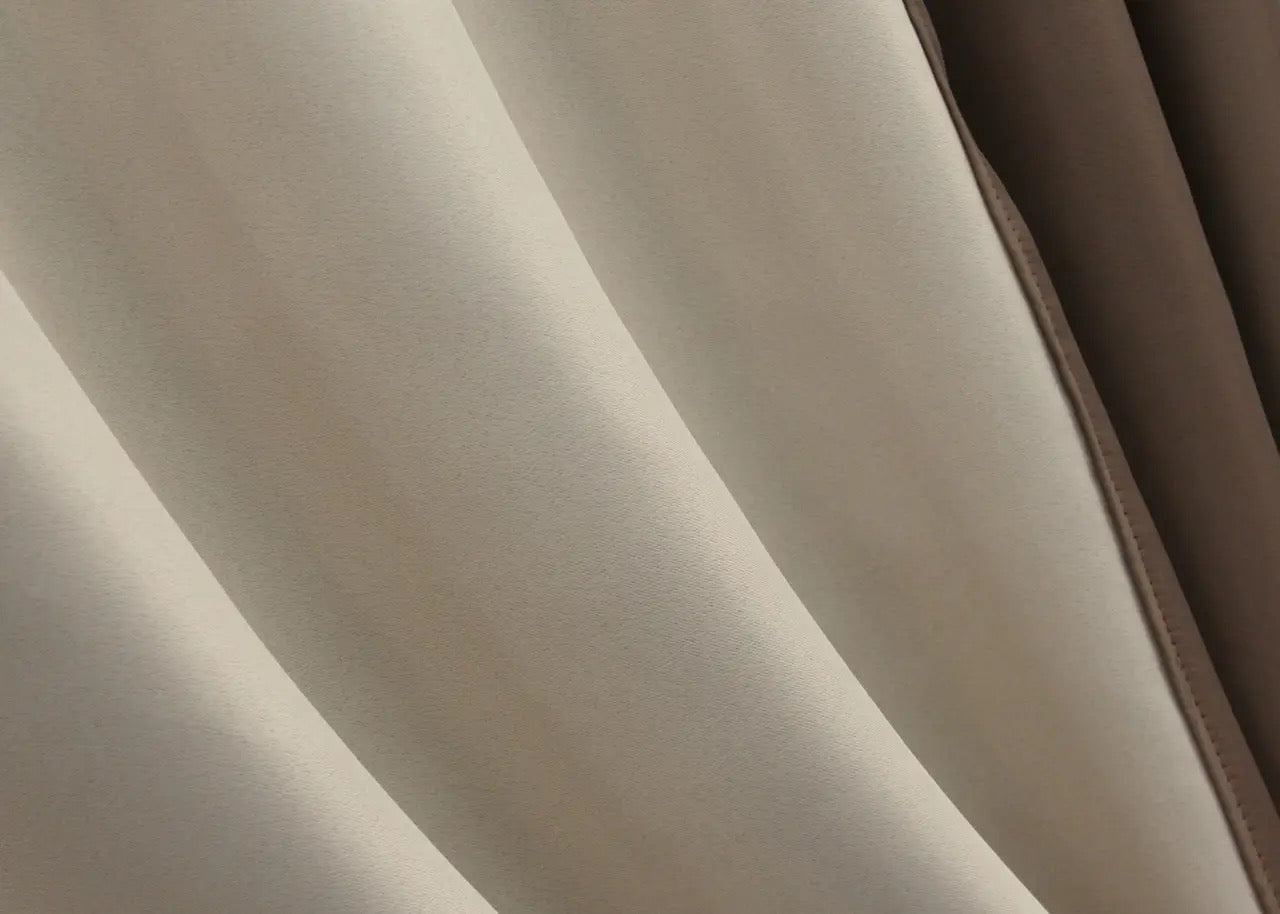 Charming chocolate and beige blackout curtains designed to add warmth and elegance to your living room or dining area.
