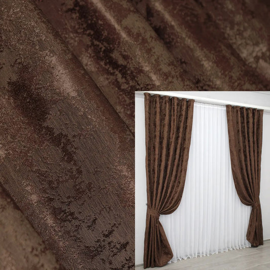 Elegant chocolate brown jacquard curtains with a rich, deep hue, perfect for creating a warm and sophisticated home décor.
