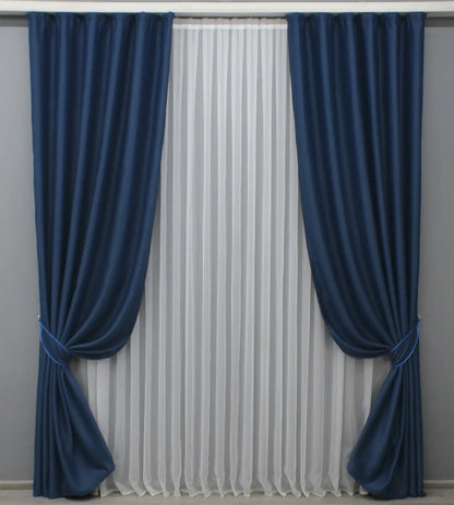 Classic royal blue blackout curtains, perfect for contemporary and traditional spaces.
