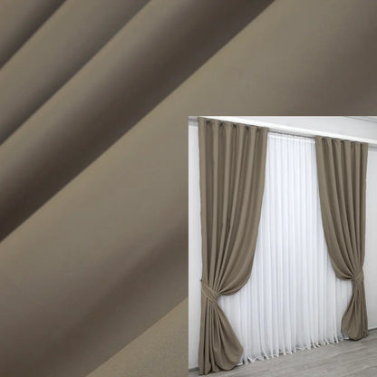 Luxury cocoa brown Fusion Dimout blackout curtains with soft texture and 95% light blocking.