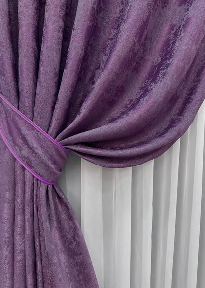 High-quality deep amethyst curtains made from premium jacquard fabric, complementing modern and traditional home interiors.
