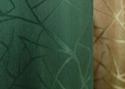 Elegant dark green and gold jacquard curtains, crafted to bring a royal touch and luxurious feel to your living room or dining area.
