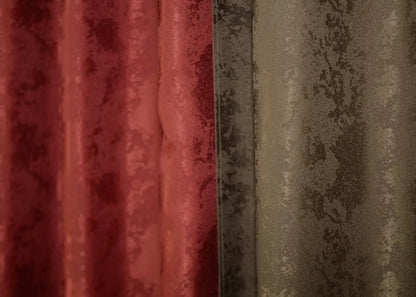 High-quality berry red and maroon combined jacquard curtains that provide an elegant, refined look for living rooms, offices, or cozy bedrooms.
