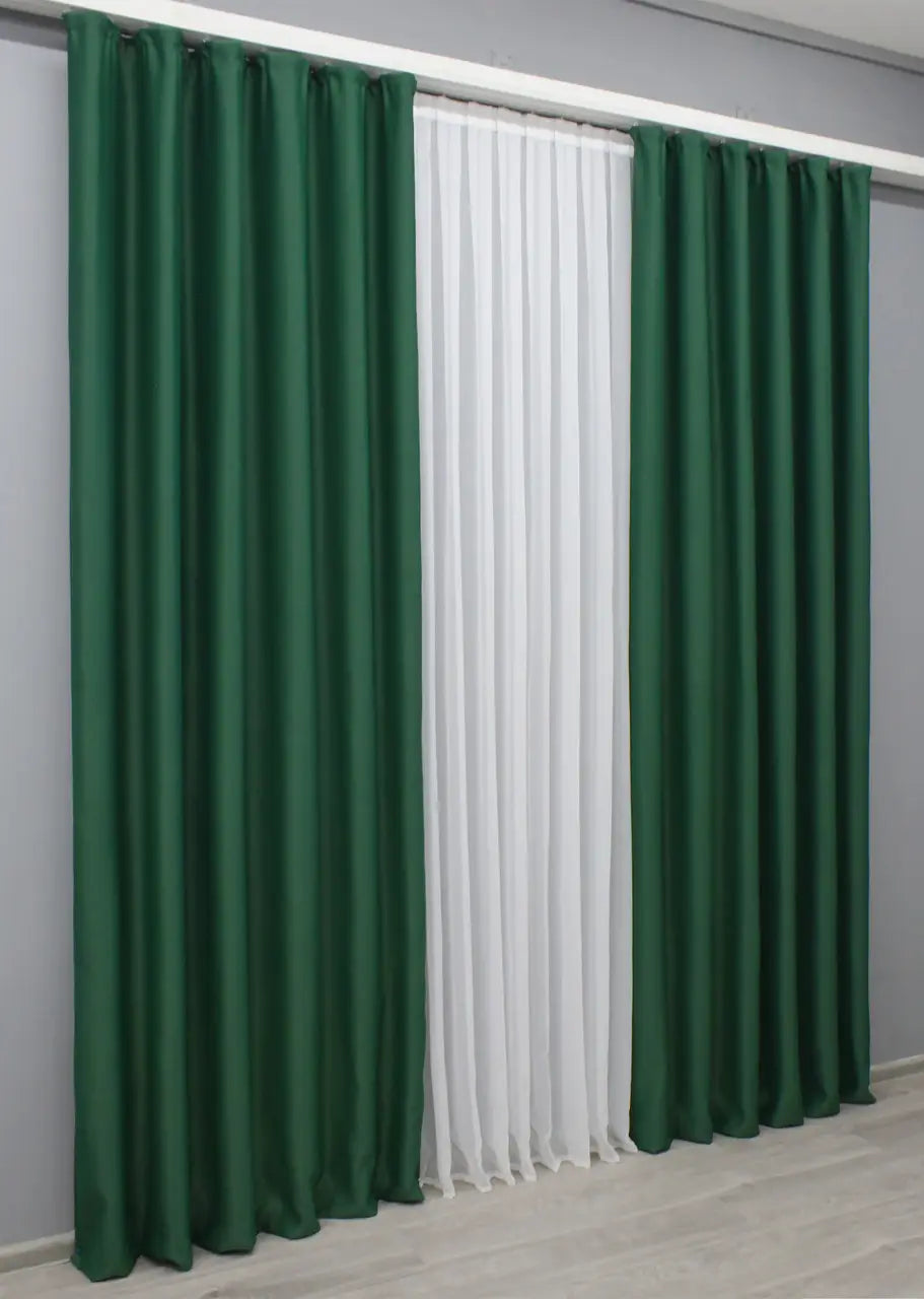 Deep sage green blackout curtains designed for luxurious and stylish homes.

