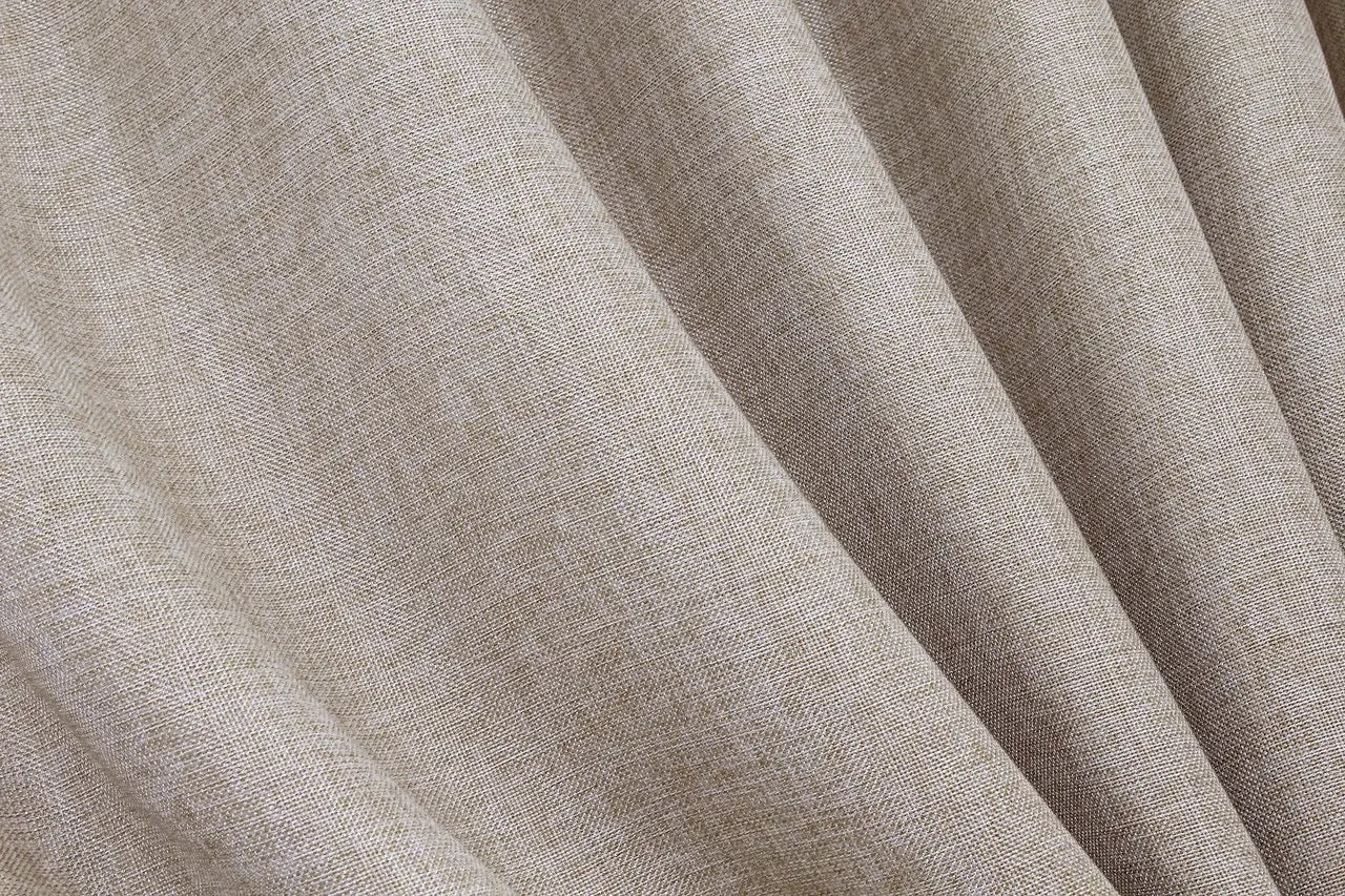 Farmhouse-style linen curtains with a natural coffee brown shade, designed for a warm and inviting interior.
