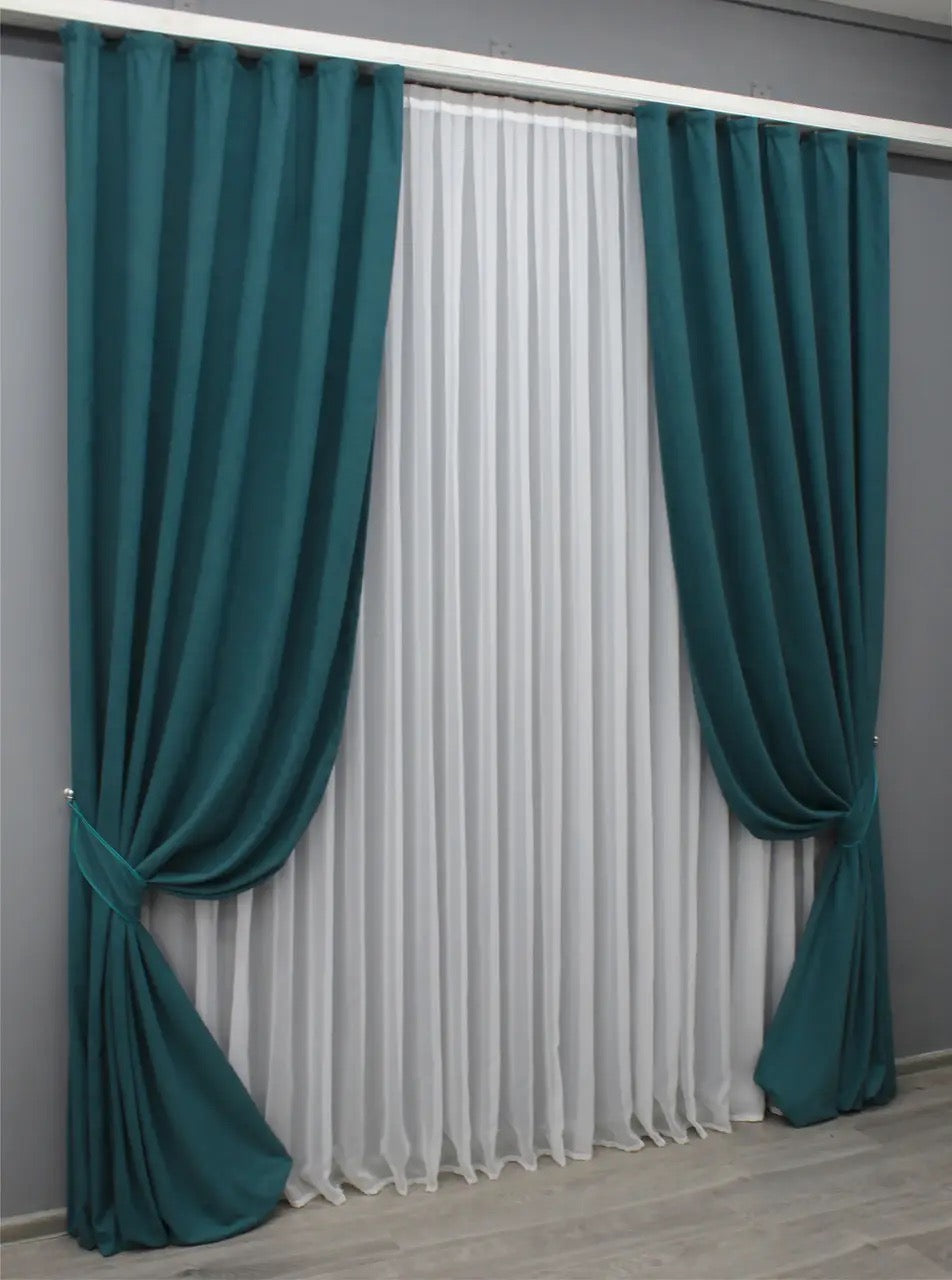 High-quality microvelvet curtains in a deep azure hue, offering style and functionality.
