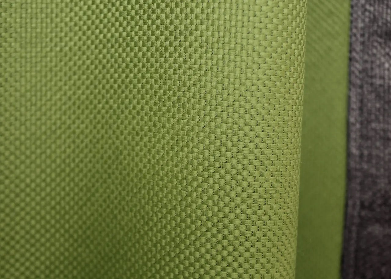 High-quality linen blackout curtains with a unique grey-brown and lime green combination, creating a refreshing and vibrant space.
