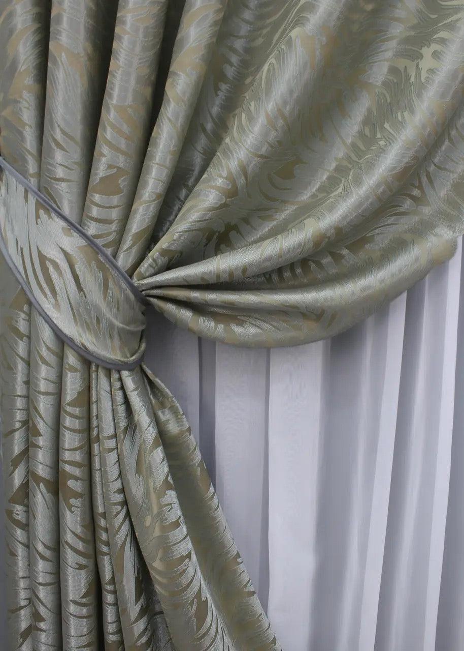 Modern jacquard drapes with a neutral tone to complement contemporary home interiors
