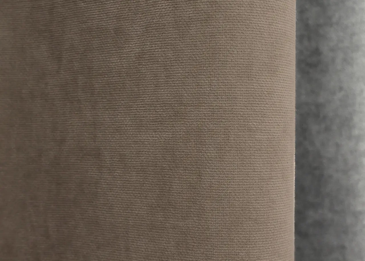 High-quality light cocoa and grey microvelvet curtains, perfect for enhancing living rooms, bedrooms, and office spaces with a touch of sophistication.
