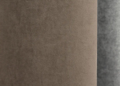 High-quality light cocoa and grey microvelvet curtains, perfect for enhancing living rooms, bedrooms, and office spaces with a touch of sophistication.
