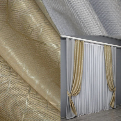 Light grey and beige combined linen burlap curtains from the "Linen Texture" Collection, offering a refined and balanced design for modern and classic interiors.
