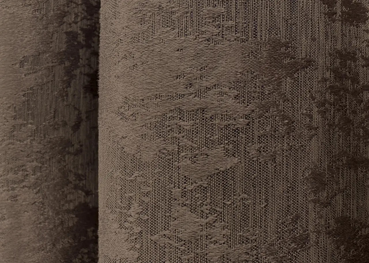 Luxurious brown curtains with an intricate jacquard weave, adding depth, elegance, and warmth to any space.
