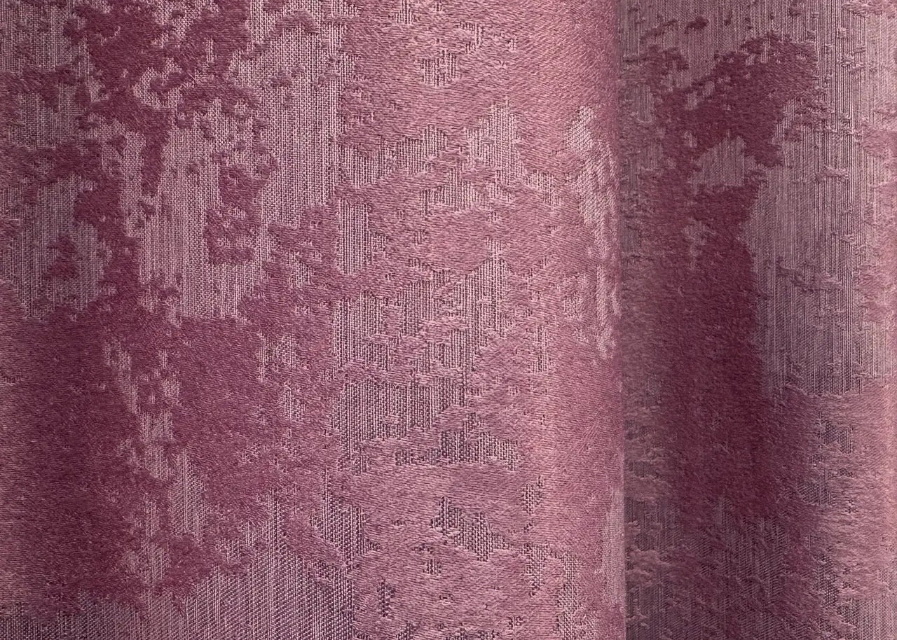 Refined old rose jacquard curtains with mauve undertones, adding depth, warmth, and sophistication to home interiors.
