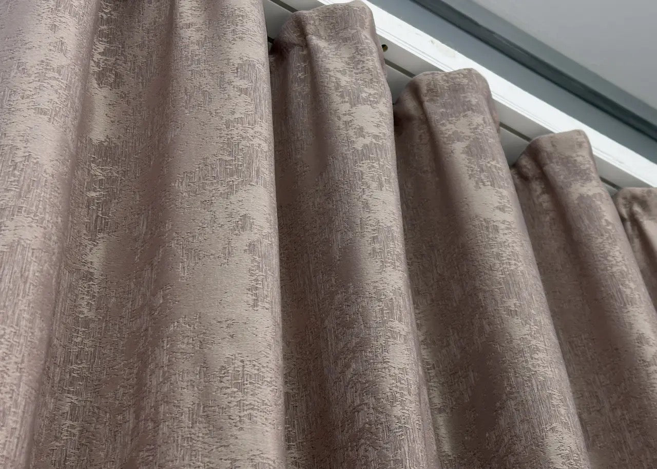 Luxurious mink grey-brown jacquard curtains with a delicate texture, bringing warmth and refinement to any space.
