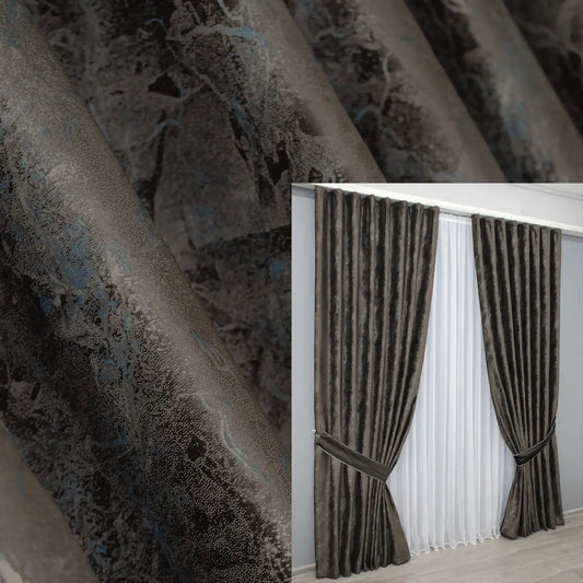 Luxurious wenge velvet curtains in brown, offering 90% light-blocking for enhanced privacy and comfort.
