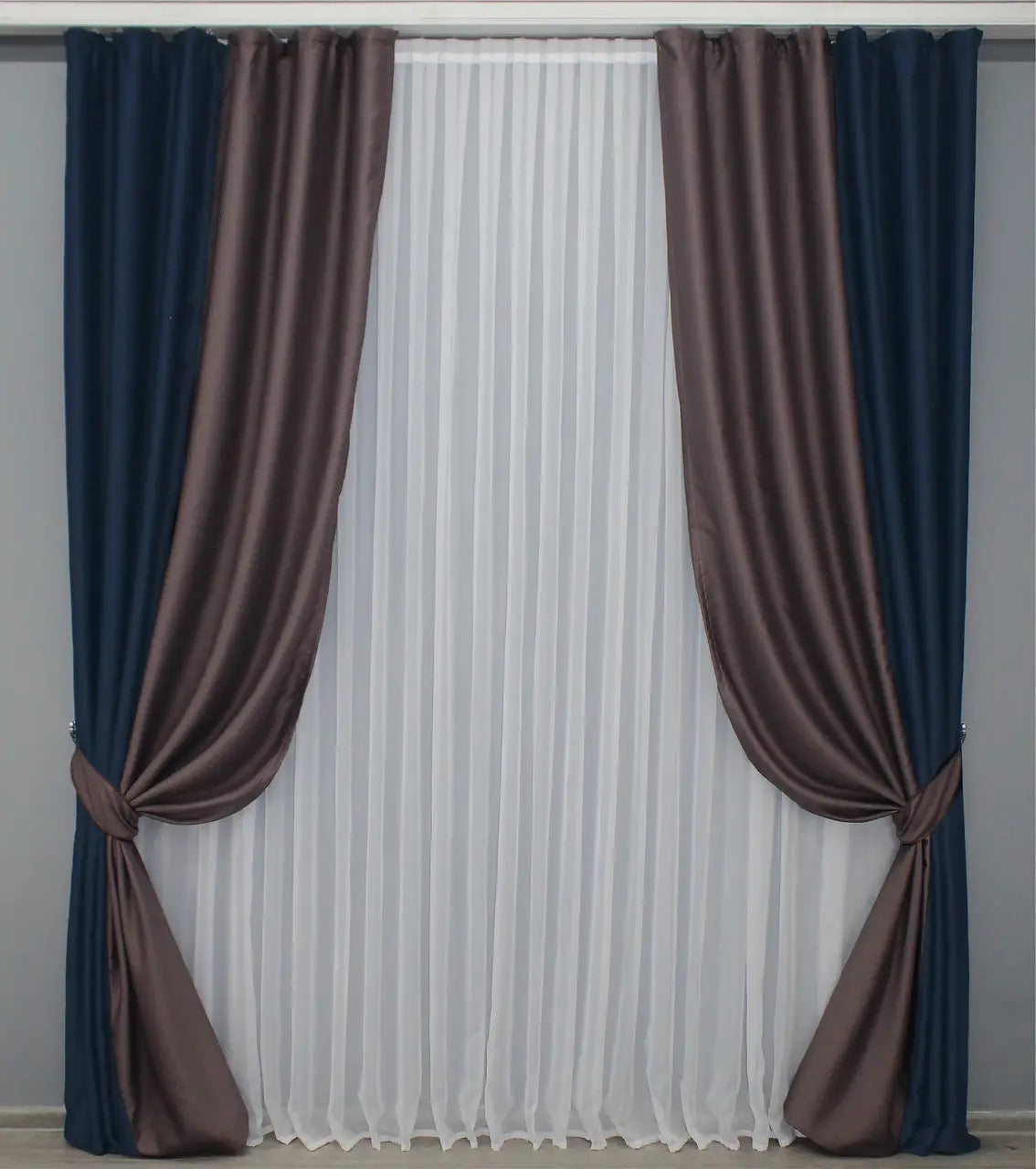 Elegant dark blue (Navy, Midnight, Ink) and brown (Chocolate, Coffee, Walnut) combined blackout curtains offering a sophisticated look for bedrooms and living rooms.
