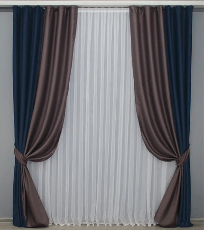 Elegant dark blue (Navy, Midnight, Ink) and brown (Chocolate, Coffee, Walnut) combined blackout curtains offering a sophisticated look for bedrooms and living rooms.
