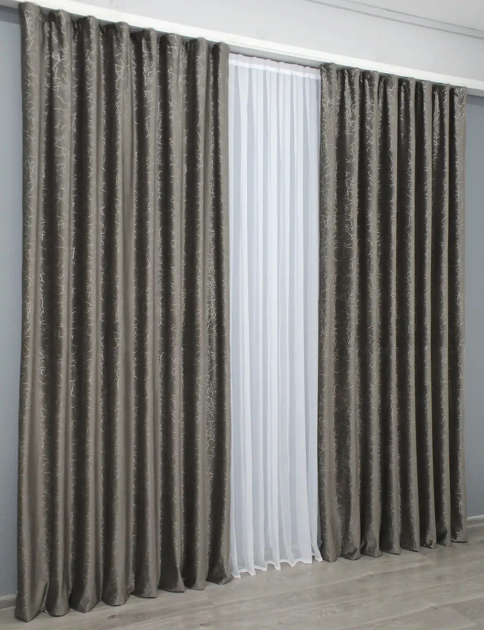 Soft cocoa velvet curtains offering luxurious texture and 90% light-blocking for a peaceful, restful environment.
