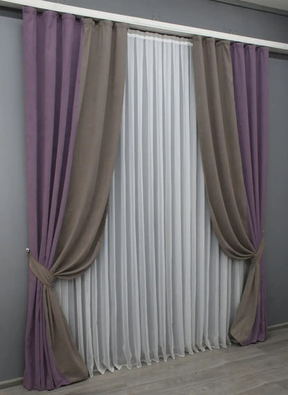 Sophisticated lavender and cocoa microvelvet curtains from the "Sparta" Collection, perfect for creating a refined, intimate atmosphere in any room.
