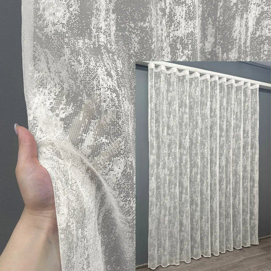  Ivory sheer curtain with champagne tone – breathable jacquard design
