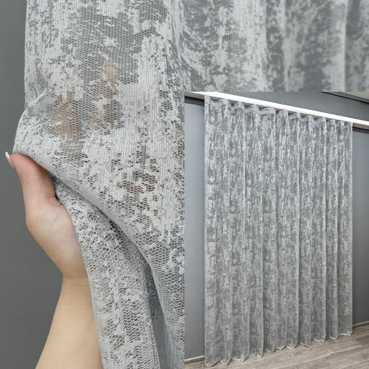 Sheer jacquard curtain in light grey – elegant and airy