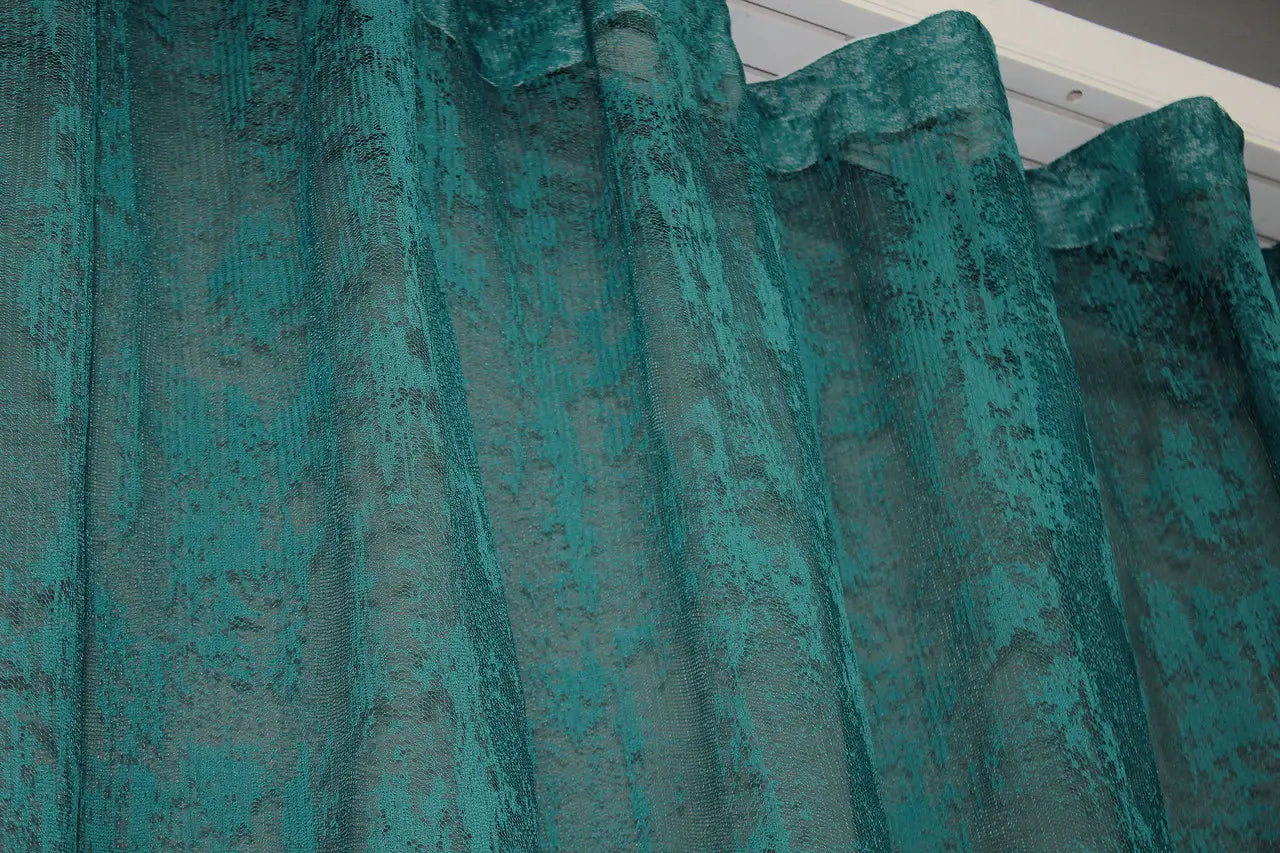 Turquoise sheer curtain – breathable mesh for bold summer interiors