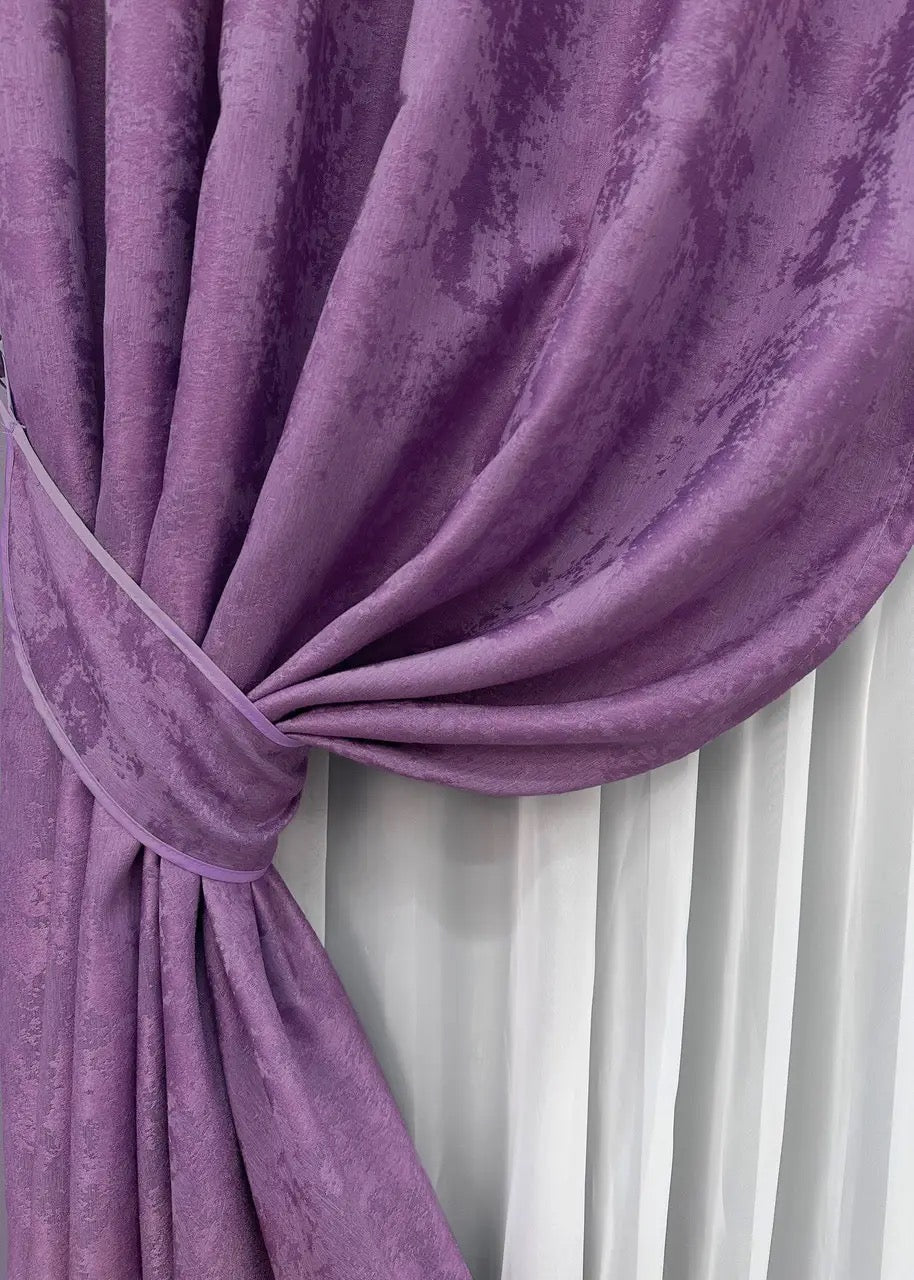 High-quality mauve lavender curtains with a soft woven pattern, bringing charm and elegance to your living space.
