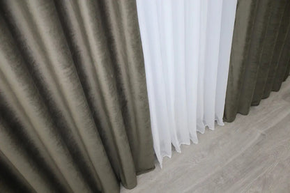 Premium moss velvet curtains, set of 2, offering a timeless and elegant look while ensuring privacy and light-blocking functionality.
