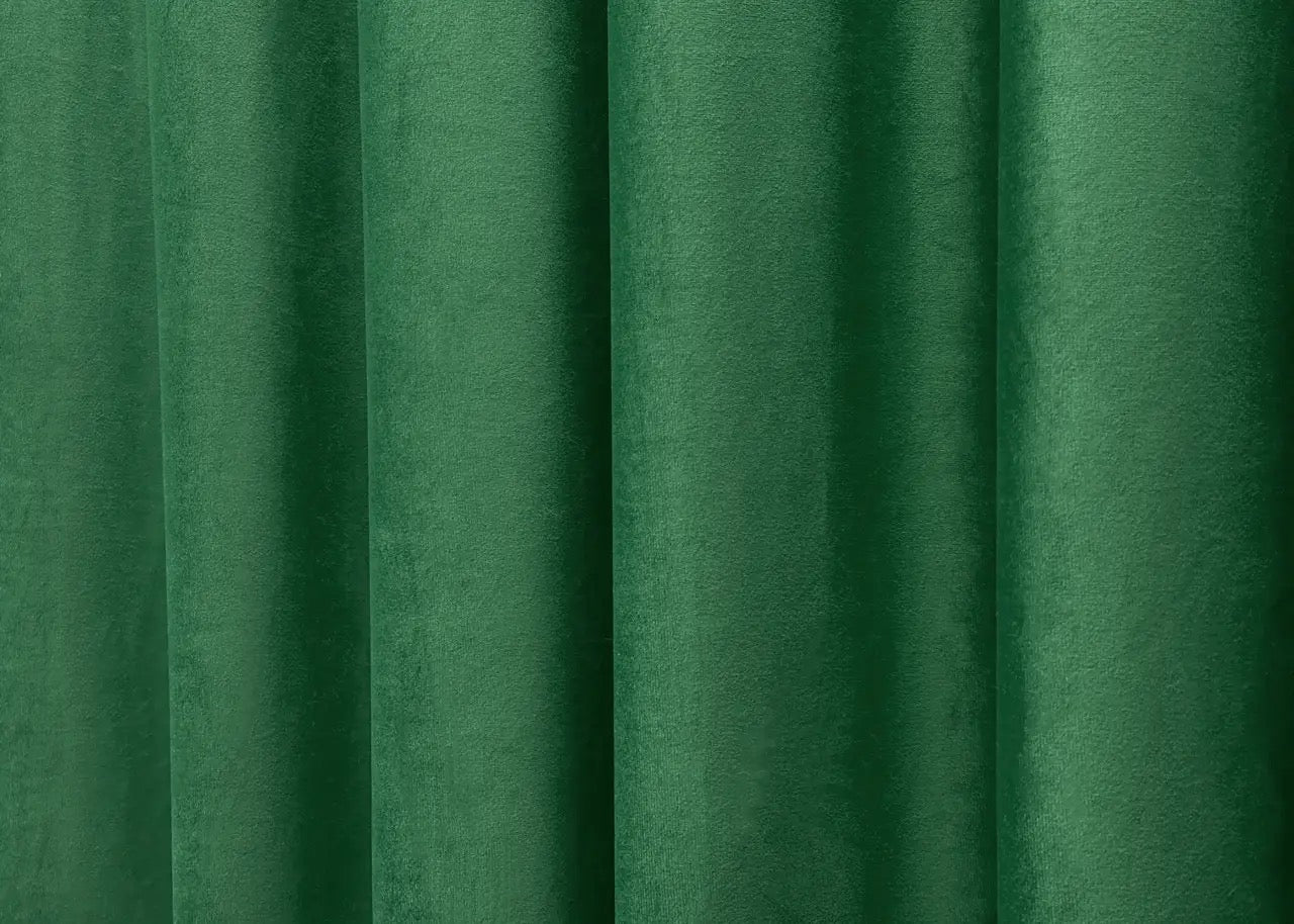 Jade green velvet blackout curtains, blending modern luxury with high-quality craftsmanship for refined interior styling.
