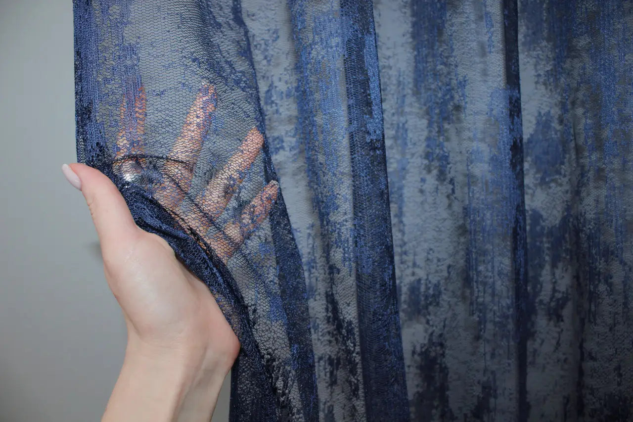 Soft navy sheer curtain – 3x2.7m panel for calm interiors
