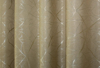 Soft and breathable oatmeal linen drapes, perfect for adding natural texture and warmth to a modern living room.
