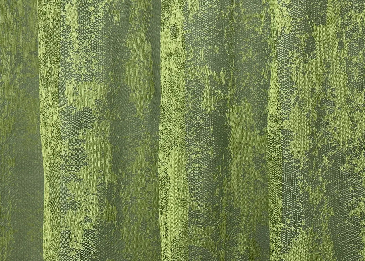 Soft sheer curtain in olive colour with universal pleat tape

