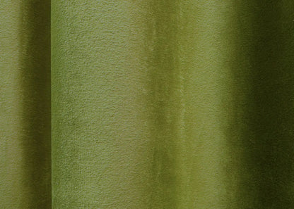 Luxurious olive green velvet curtains featured in an exclusive Spring Sale event.
