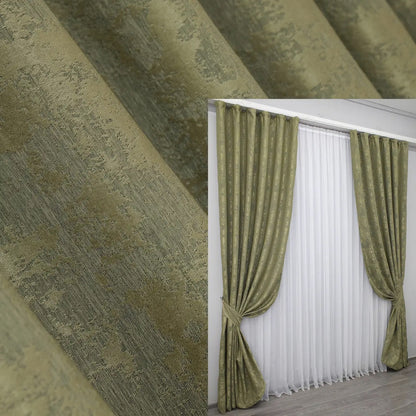 Elegant olive jacquard curtains with a rich, earthy hue, perfect for creating a sophisticated and natural home décor.
