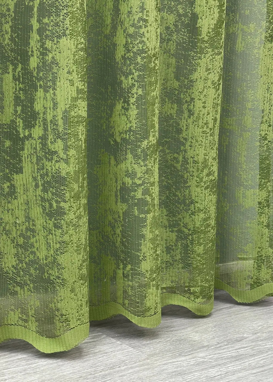  Breathable olive green curtain panel with soft mesh texture