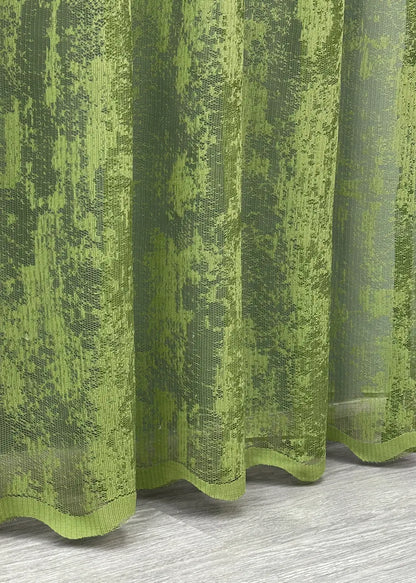  Breathable olive green curtain panel with soft mesh texture