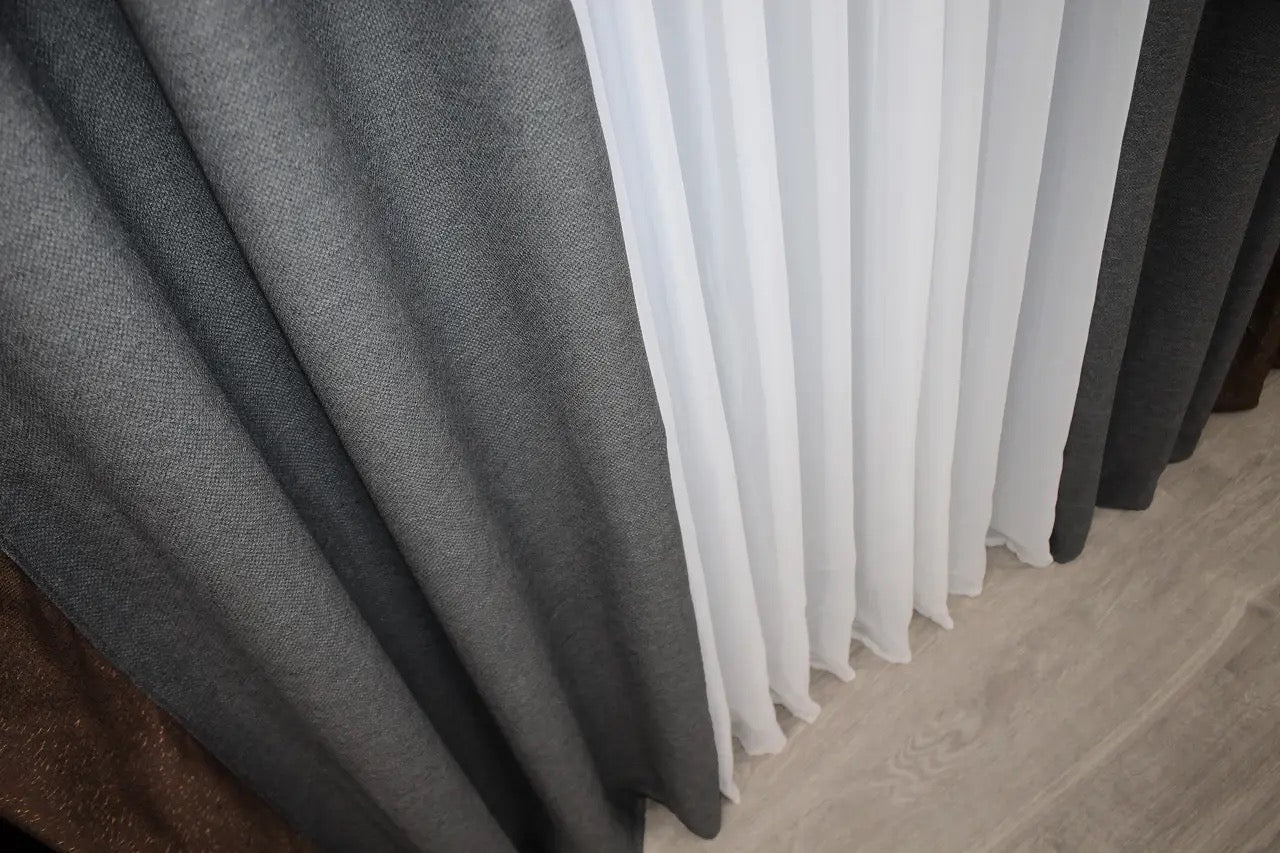 Premium brown (Chocolate, Mocha, Coffee) and gray (Charcoal, Slate, Ash) combined linen curtains with a soft drape and natural feel for any room.
