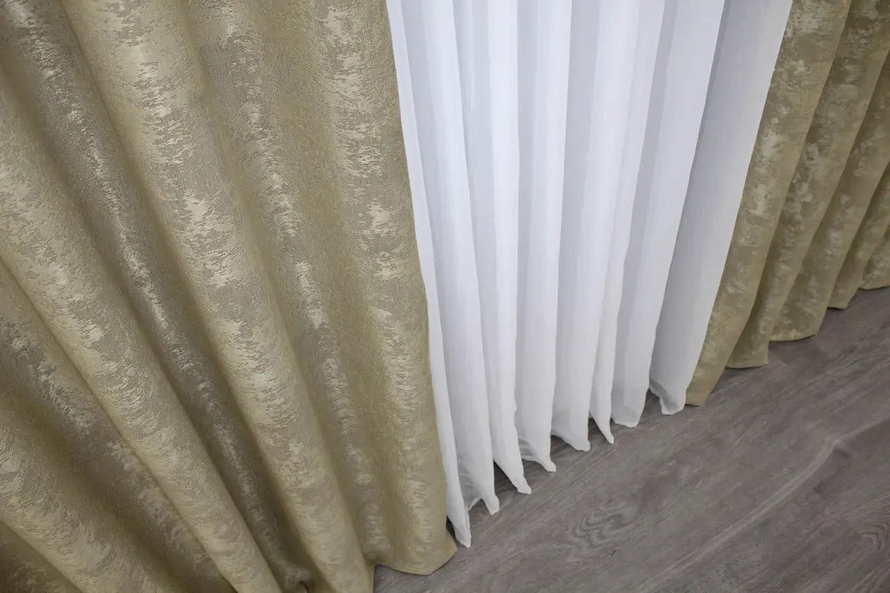 Premium golden jacquard curtain set – stylish, durable, and perfect for elevating home elegance and comfort.
