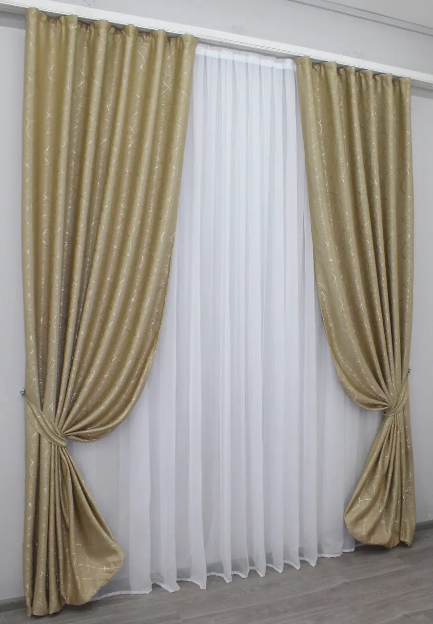 Premium natural linen curtains in soft beige, adding warmth and sophistication to contemporary home decor.
